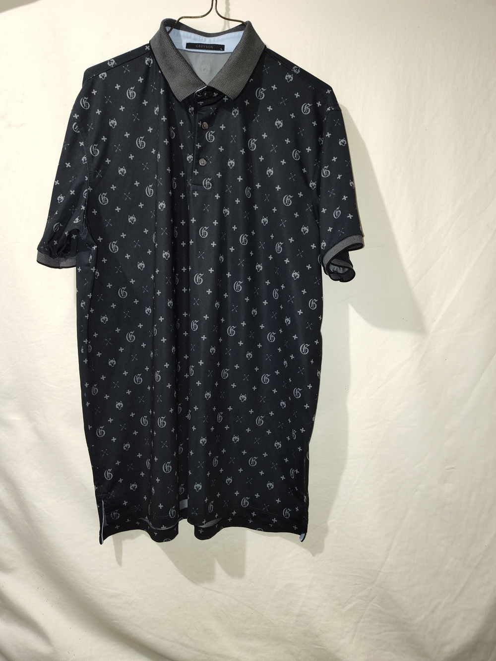 Men's Black Polo with Subtle All-Over Monogram